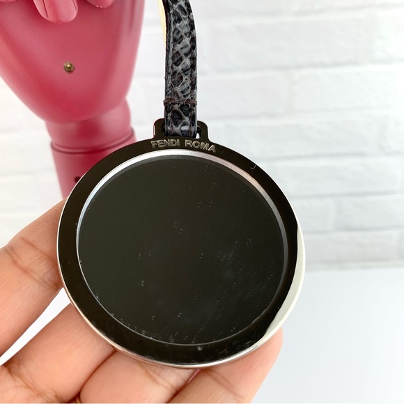 Authentic FENDI Mirror Floral Python Skin Leather Fur Bag Bug Charm - Picture 12 of 16